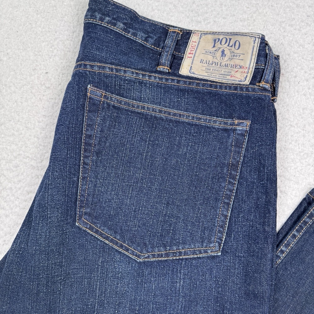 Polo Ralph Lauren 15941 Jeans Mens 40x32 (40x34) Slim Straight‎ Dark Wash Blue